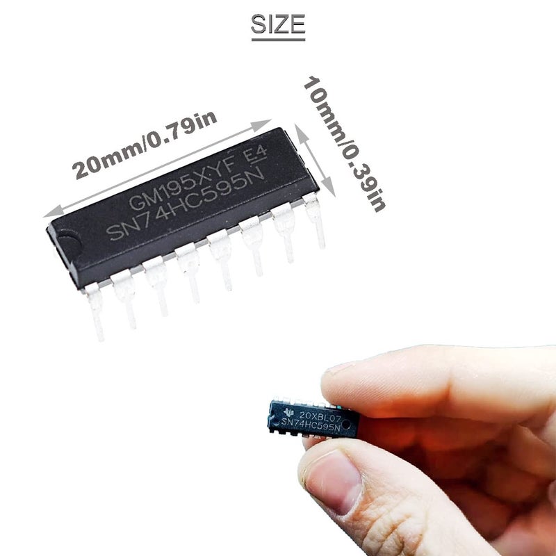 DKARDU 20 pcs SN74HC595N 8-Bit Counter Shift Registers 74HC595 DIP-16 3-State Output Registers Integrated Circuits high Speed Transmission + 20 pcs DIP-16 IC Socket - Image 3